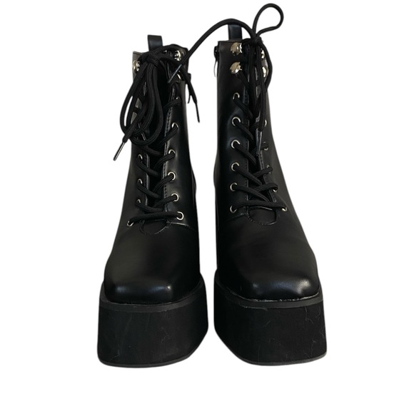 KOI from DollsKill | NWOB witch square toe platform gothic grunge lace up boots - Picture 4 of 6